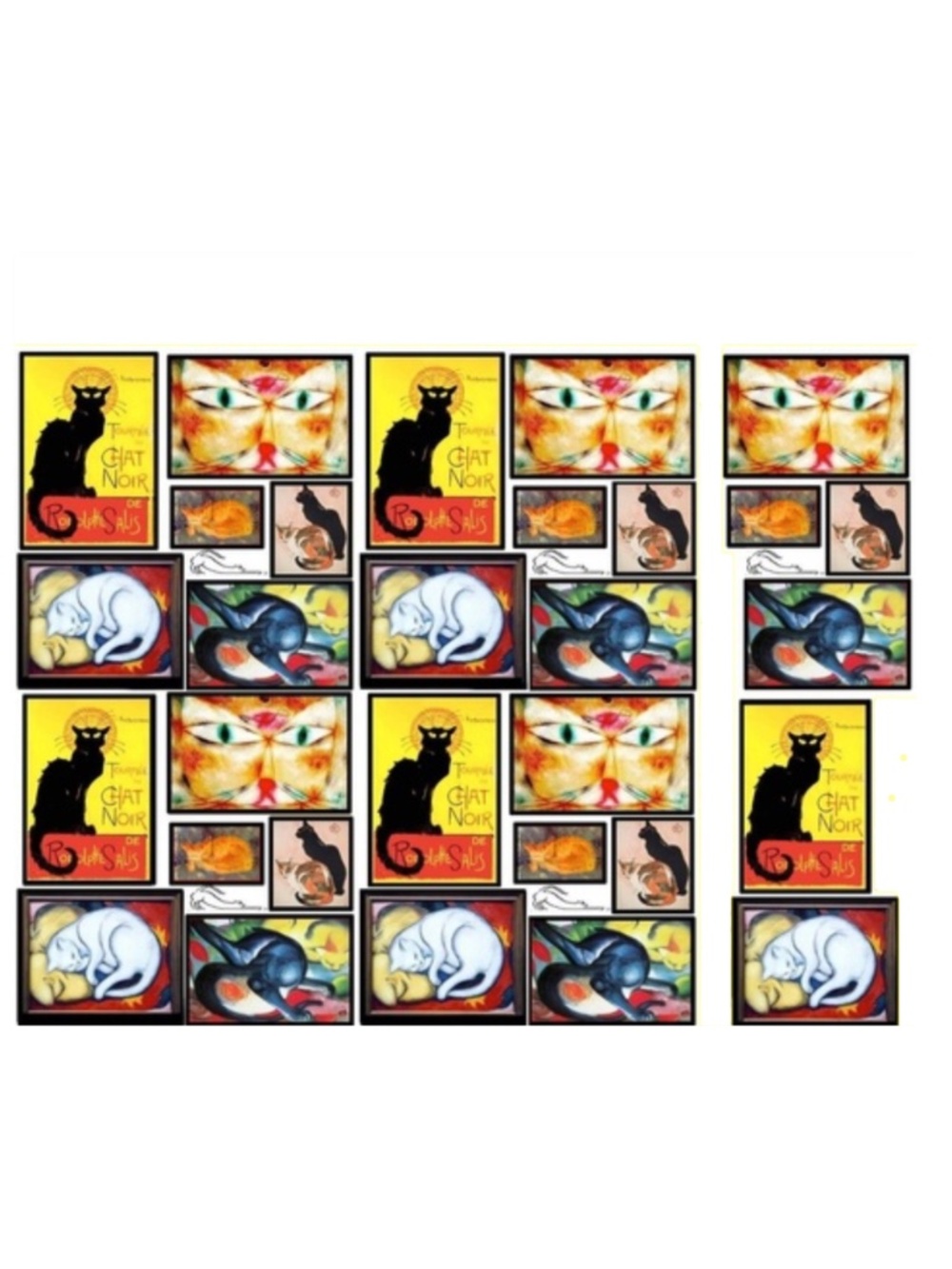 Cats in Famous Art on white - Cotton Twill Fabric - Fat Quarter